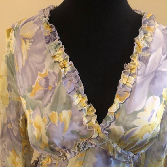 Floral Chiffon Long Sleeve Dress - Picture 6 of 9